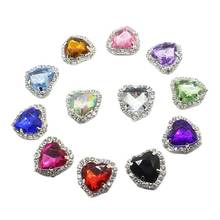 Heart Buttons 10Pcs/Lot 20mm Romantic Shiny 12 Color Metal Rhinestones Diamond Buttons DIY Sewing Holiday party Decoration 2024 - buy cheap