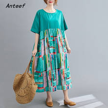 short sleeve cotton vintage dresses for women casual loose long summer sun dress elegant clothes 2021 ladies sundress 2024 - buy cheap
