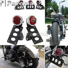 For Harley Chopper Bobber Cafe Racer Round Grille LED Tail Brake Light License Number Plate Bracket Holder Registration Mount 2024 - buy cheap