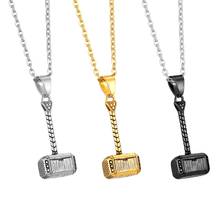 BONISKISS Thor's Hammer Pendant Necklace for Men Gold Color Stainless Steel Long Chain Necklace Male Jewelry Boyfriend Gift 2024 - buy cheap