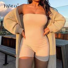 YiDuo Solid Skinny Short Romper Jumpsuit Women Bustier Strapless Sexy Club Playsuit Bodycon Ladies Summer Streetwear Playsuits 2024 - buy cheap