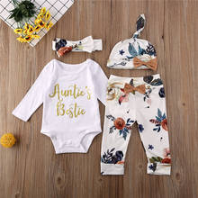 4 Pieces Set Newborn Clothes Casual Baby Girls Outfits Toddler  Floral Clothes Romper Pants Leggings Hats Hairbands Girls Outfit 2024 - buy cheap