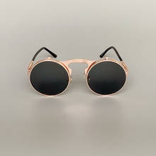 Gafas de sol Steampunk abatibles para hombre y mujer, lentes de sol Retro con marco de Metal redondo, diseño de marca, gafas de sombra UV400 2024 - compra barato