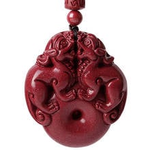 Drop Shipping Natural Cinnabar Pendant Lucky Amulet Jade Safety Button Brave Troops Necklace For Woman Men Fine Jewelry Gifts 2024 - buy cheap