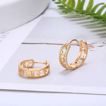 Gold Color Hoop Earrings for Women Ear Clip AMORE Stars Round Charm Letter Earring CZ Zirconia Jewelry Lover Elegant Accessories 2024 - buy cheap