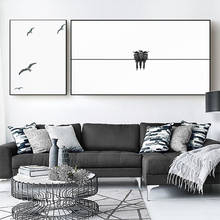 Картина маслом в скандинавском стиле в виде чайки, черно-белая Картина на холсте, для гостиной, офиса, коридора, украшение для дома 2024 - купить недорого