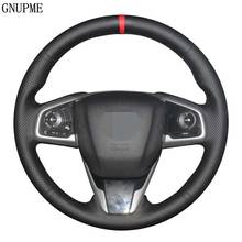 Hand-Stitched Black Genuine Leather Car Steering Wheel Covers For Honda Civic 10 2016-2021 CR-V CRV 2017-2021 Clarity 2018-2021 2024 - buy cheap