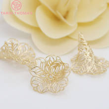 10PCS 27*24MM 24K Gold Color Plated Brass Big Lily Beads Caps Diy Jewelry Findings Earrings Accessories Wholesale 2024 - buy cheap