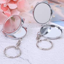 1PCS Stainless Steel Mini Portable Folding Mirror Key Chain Pocket Compact Makeup Cosmetic Mirror With Key Ring 2024 - buy cheap