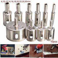 10pcs Creative Diamond Coated Hole Saw Drill Bit Tool Set 8/10/12/14/16/18/20/22/25/50mm For Tile Ceramic Marble Glass 2024 - buy cheap