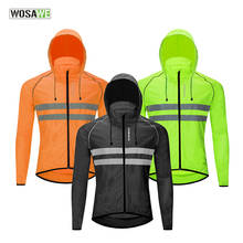 WOSAWE-chaquetas de ciclismo a prueba de viento para hombre, sudaderas con capucha, ropa de ciclismo impermeable, camisetas de manga larga, chaleco reflectante, abrigo de viento 2024 - compra barato