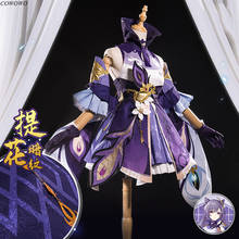 ¡Anime! Genshin-traje de juego de impacto Keqing para mujer, traje púrpura elegante, disfraz de Cosplay, traje de fiesta de Halloween, novedad de 2020 2024 - compra barato