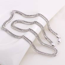 Luxury 100% Silver Color Classic Chain Necklace For Men Fine Jewelry Length 50cm Necklaces Width 4/5/6mm Necklace Male 2024 - buy cheap