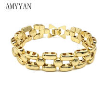 Long New Design Cool Bracelets Plated Gold Hand Wristband Wide Charm Bangles For Men Geometric Elegant Jewelry 2024 - buy cheap