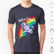 Camiseta de Hello Unicorn DIY, 100% algodón, 6xl, programa de televisión, unicornio, arcoíris, Kawaii, Kawai, dulce 2024 - compra barato