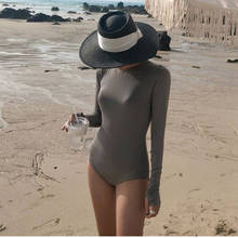 Bañador de una pieza para mujer, traje de baño liso de manga larga, traje de baño para surfear, a prueba de sol 2024 - compra barato
