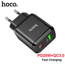 Hoco-cargador de carga rápida PD20W con enchufe europeo para móvil, adaptador de pared de USB-C para iPhone 12pro Max Mini QC3.0, Xiaomi Mi11 2024 - compra barato