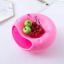 mylb Fashion Plastic Fruit Dish Snacks Nut Melon Seeds Bowl Double Layer Candy Plate Multifunctional fruit plate 20*10cm 2024 - buy cheap