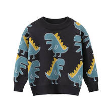 27kids-suéter de punto con dibujo de dinosaurio para niños y niñas, suéteres de algodón cálidos con dibujos animados, informales, para primavera 2024 - compra barato