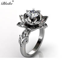 Blaike Silver Color Flower Rings For Women Exquisite Round Cut Zircon Wedding Engagement Jewelry Gifts 2024 - buy cheap