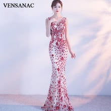 VENSANAC Deep V Neck Sequined Appliques Mermaid Long Evening Dresses Party Bodycon Backless Prom Gowns 2024 - buy cheap