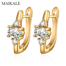 MAIKALE Classic Cubic Zirconia Stud Earrings for Women Gold  CZ Beads Earrings New Fashion Party Jewelry Exquisite Gifts 2024 - buy cheap