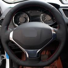 DIY Black Leather Artificial Leather Steering Wheel Covers Hand-stitched Car Steering Wheel Cover for Peugeot 3008 2013-2015 2024 - buy cheap