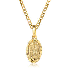 Chic Mini Virgin Mary Pendant Necklace for Men Women Curb Link Chain Stainless Steel Gold Tone Catholic Christian Gift GP430B2 2024 - buy cheap