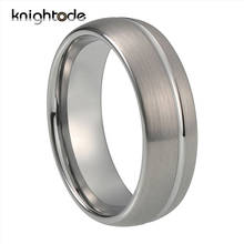 7mm de alta qualidade tungstênio casamento anel sulco offset para mulheres dos homens festa prata noivado jóias anéis cúpula acabamento escovado 2024 - compre barato