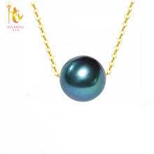 NYMPH-collar con colgante de Perla Negra tahitiano auténtico para mujer, Perla de mar de 8-9mm, cadena de oro de 18K, joyería fina para mujer D346 2024 - compra barato