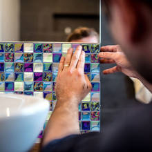 Juego de pegatinas autoadhesivas para azulejos de cocina, mosaico de PVC, negro, gris, impermeable, para baño, pared, escalera, decoración, 18 unids/set 2024 - compra barato