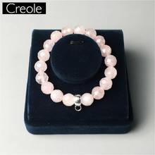 Charm Bracelet Pink Quartz Stone  Charm Carrier For Women Romantic Gift Europe Style Trendy Club Bracelet 2024 - buy cheap