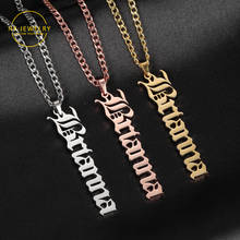 Collar con nombre personalizado, collares con placa personalizada de acero inoxidable, joyería con nombre Vertical en inglés antiguo, navidad 2024 - compra barato