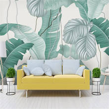 Custom 3D Photo Mural Large Hand Painted Tropical Plant Leaves Wall Painting Restaurant Living Room Hotel Decor Wallpaper Murals 2024 - buy cheap