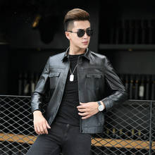 YOLANFAIRY Genuine Leather Bomber Jacket Men Sheepskin Leather Coats Short Slim Motocycle Outwear Plus Size 1705 MF418 2024 - buy cheap