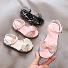 2021 Summer Girls Sandals Crystal Bowtie Beach Shoes Kids Lace Ankle Strap Princess Shoes Patent Leather Baby Chldren's Shoes 2024 - buy cheap