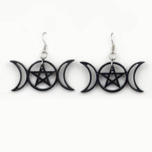 Bruxa pentagrama crescente lua gota brinco pagão gótico jóias para wiccan artesanato jóias 2024 - compre barato
