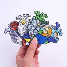 Van Gogh Patches For Clothing Stickers Butterfly Flower Heart Iron On Patches For Clothes Stripes Hippie Rock Embroidery Patch 2024 - buy cheap