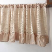 Large rose beige ruffled cafe curtain semi-shade kitchen curtain Finished crochet curtain for kitchen 2024 - buy cheap