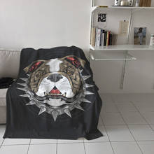 Black Bulldog Hand Drawn Sofa Throw Blanket Children Warm Bedding Bedspread Family Travel Airplane Soft Flannel Blanket 2024 - buy cheap