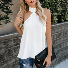 Women's Fashion Sexy Sleeveless Top Summer Casual Chiffon Halter Solid Color Top All-match Everyday Style Wild Ladies Vest 2024 - buy cheap