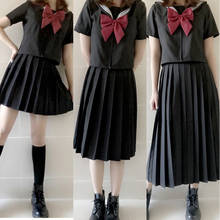 Women Anime Cosplay Costumes Medieval Gothic Punk Black Japanese School Uniform JK Suit Sailor Clothing Girls Pleated Skirt 2024 - buy cheap