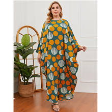 Vestido kaftan dubai abaya grande, vestido feminino de bolinhas solto, manga morcego, roupa islâmica, caftan, eid 2024 - compre barato