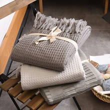 Manta tejida de lana con borlas para camas, Manta gruesa a cuadros para sofá, decoración navideña para el hogar 2024 - compra barato
