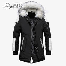 DAVYDAISY/2019 мужские парки высокого качества, мужская зимняя куртка с меховым воротником, теплое толстое длинное пальто, модная брендовая одежда, DCT-272 2024 - купить недорого