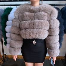 20120 nova moda casaco curto real casaco de pele das mulheres naturais casacos de pele de raposa inverno nove quartos mangas roupas quentes casaco 2024 - compre barato