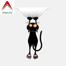 Aliauto забавная черная кошка ловит вниз Автомобильная наклейка окно декоративная ПВХ наклейка для Volkswagen Polo Audi A4 Q3 C5 6p ,12 см * 16 см 2024 - купить недорого