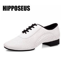 Hippposeus sapatos masculinos de dança, para meninos, homens latinos, tango, jazz, sapatos de dança modernos, sapatos brancos para prática de salto baixo 2024 - compre barato