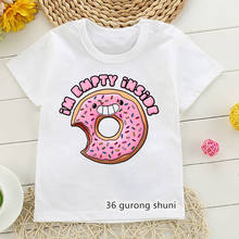 Kawaii girls t-shirt cute donut graphic print girls clothes funny kids shirt summer casual boys t shirt white Hip hop tops 2024 - buy cheap