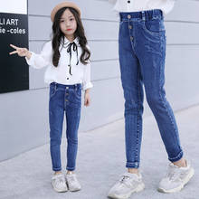 Spring Autumn Casual Girls Kids Jeans Wash Distressed Toddler Kids Bottoms Pants High Waist Children Skinny Denim Pants 4-13T 2024 - buy cheap